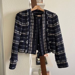 Proenza Schouler blue tweed cropped jacket size 2